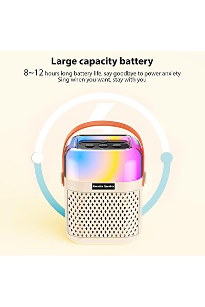 Generic Karaoke Machine With 2 Wireless Bluetooth Microphones And Speaker Set With RGB Light Effects - A3