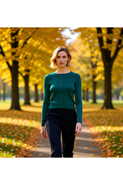 BENERLY Women's Corded Fabric Knitwear Cardigan Blouse Set Modern Cut Ideal C...