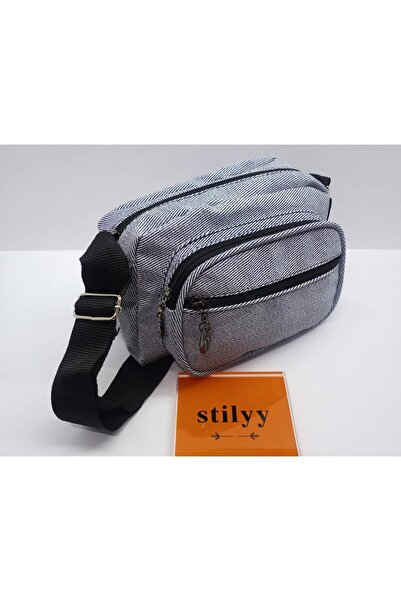stilyy حقيبة كتف ذات ثلاثة أقسام باللون الأزرق الفاتح