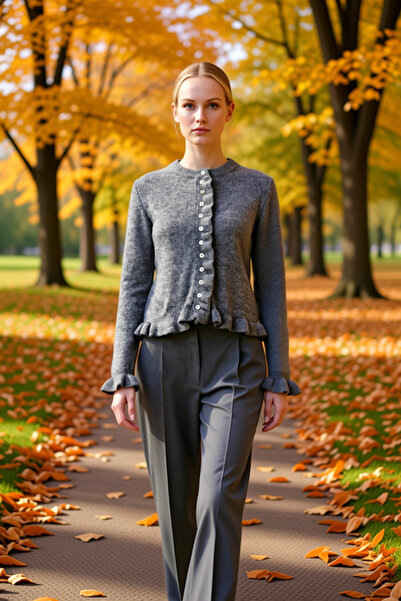 BENERLY سترة نسائية محبوكة بأزرار وتفاصيل كشكش تضيف لمسة أناقة إلى إطلالاتك ا...