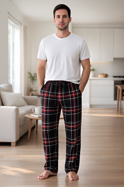 Made By me Men's Plaid Relaxed Fit Pajama Bottoms – Soft and Casual Comfort with Pockets