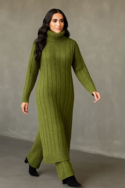 MAY MARA Women's Hair Knitting Detail Long Tunic 2 Pack Pants Suit