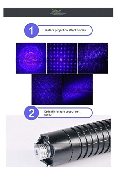 Generic 450nm Gatling Burning High Power Blue Laser pointer kits Black