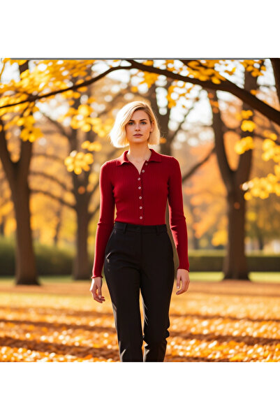 BENERLY Γυναικεία μπλούζα πλεκτή με υφή Mercerized, με λαιμόκοψη πόλο, με κου...