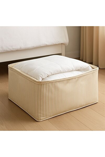 GÜMÜŞ hurç 5 Adet - Sarı Çizgili Yorgan Hurcu - Sandık Tipi Mega Boy Kıyafet Eşya Saklama 100x50x50 cm