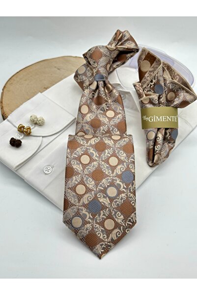 Gutiero Classic Tie with Mink Patterned Handkerchief