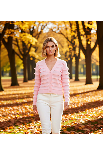 BENERLY Women's Soft Textured Layered V-Neck Knitwear Cardigan Eye-Catching a...