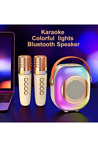 Generic Mini Portable Bluetooth Karaoke Speaker With 2 Wireless Microphone And Lights - A5
