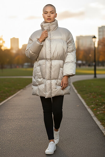 SEMİZ GİYİM Oversize Şişme Uzun Mont