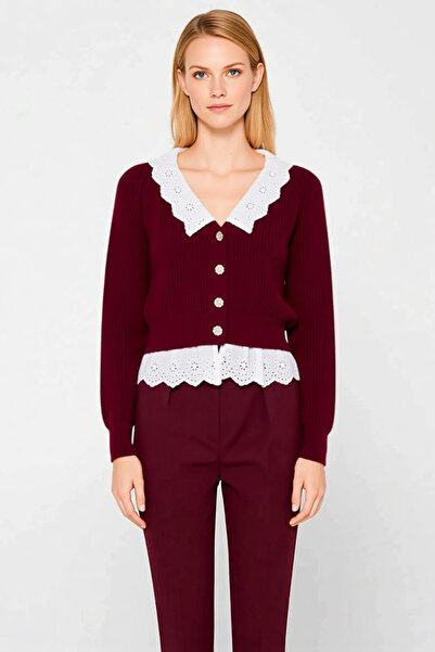 BENERLY Women's Crop Paneled V-Neck Knitwear Cardigan a Stylish and Comfortab...