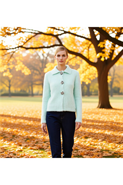 BENERLY Дамски пуловер с дълъг ръкав, редовна кройка, от буклирана прежда с м...