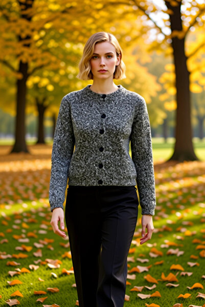 BENERLY Women's Textured Bouclé Yarn Knit Cardigan, a Comfortable and Stylish...