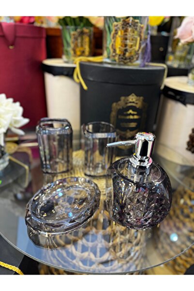 hediye ESTERHOMEDECOR 4 parça kristal görünümlü akrilik banyo seti