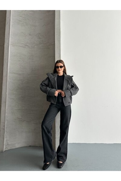 solena sln Women's Premium Mock Neck Cashmere Short Jacket