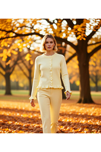 BENERLY Cardiganul de damă cu volane și nasturi adaugă eleganță combinațiilor...