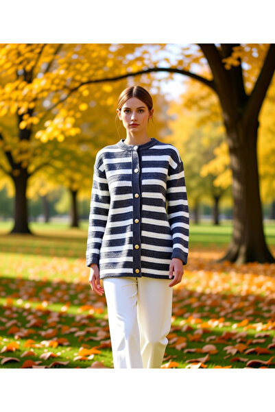 BENERLY Women's Striped Openwork Knitwear Cardigan Functional Durable Quality...