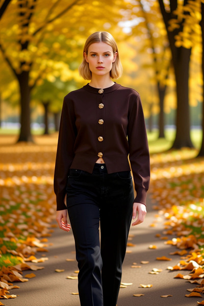 BENERLY Tricotaj crop cu nasturi trandafirii pentru femei, croială normală, a...