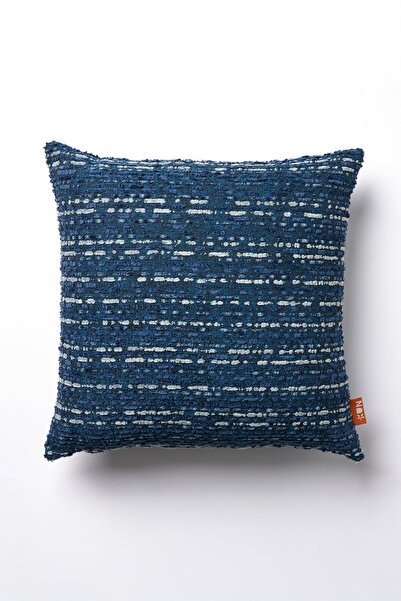 THE KUN غطاء وسادة ناعم بتأثير خطوط ملونة - أزرق 45x45 سم