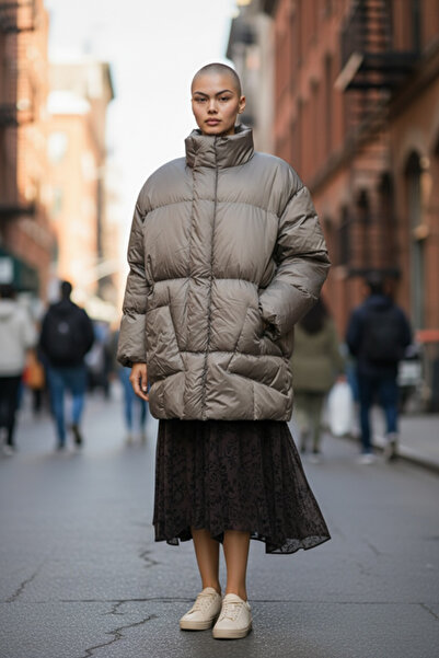 SEMİZ GİYİM Oversize Şişme Uzun Mont