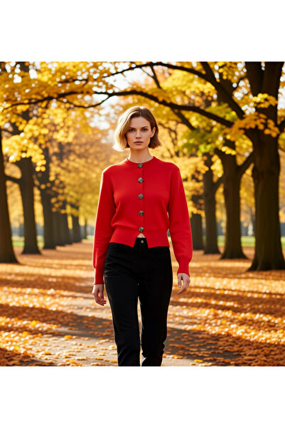 BENERLY Women's Regular Fit Rose Buttoned Crop Knitwear Cardigan Jacket Looks...