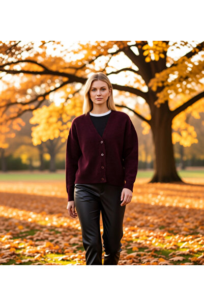 BENERLY Tricotaj pentru femei, supradimensionat, cu decolteu în V, cu mâneci ...