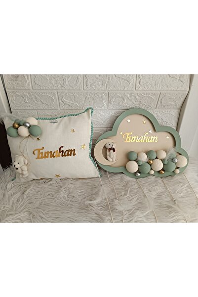 Doğrukan Hediyelik Ledli Bulut kapı süsü ayıcıklı takı yastığı set hastane çı...