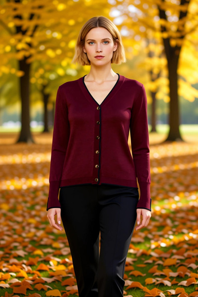 BENERLY Γυναικεία ζακέτα με λαιμόκοψη V και λεπτομέρεια με κουμπιά, ριγέ, μακ...