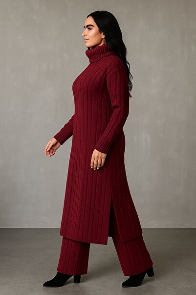 MAY MARA Women's Hair Knitting Detail Long Tunic 2 Pack Pants Suit