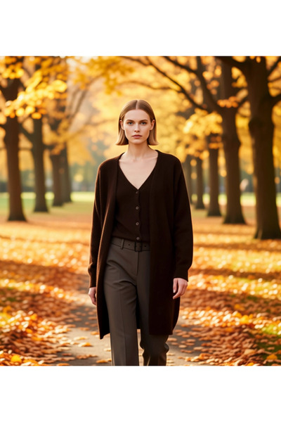 BENERLY طقم سترة وسترة نسائية بياقة على شكل V وتصميم واسع وطويل وناعم الملمس،...