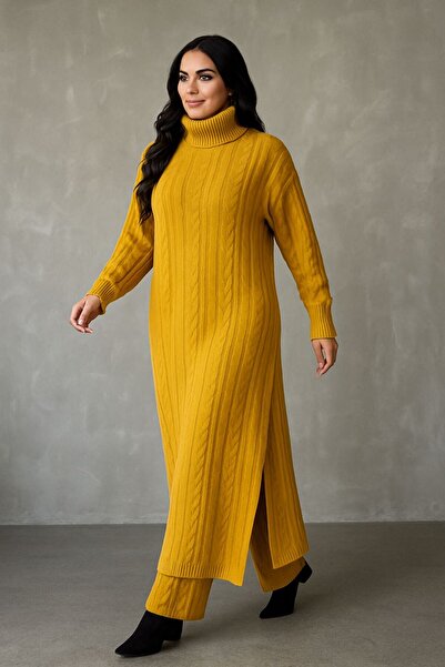 MAY MARA Women's Hair Knitting Detail Long Tunic 2 Pack Pants Suit