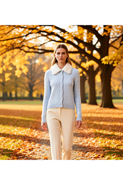 BENERLY Women's Cropped Fur Collar Hair Knitwear Cardigan a Comfortable and T...