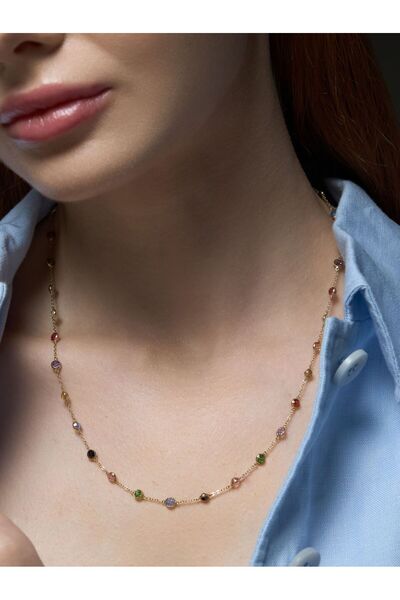 EKİNCİ KUYUMCULUK 14 Ayar Altın Renkli Taşlı “Lucea” Kolye – Işığın Dansı