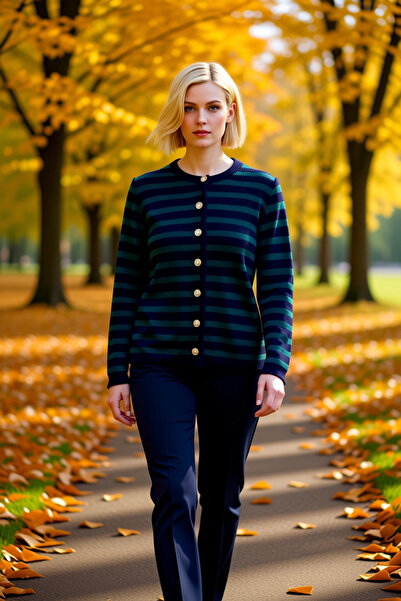 BENERLY Tricotaj cu dungi pentru femei, cardigan, aspect confortabil, croială...