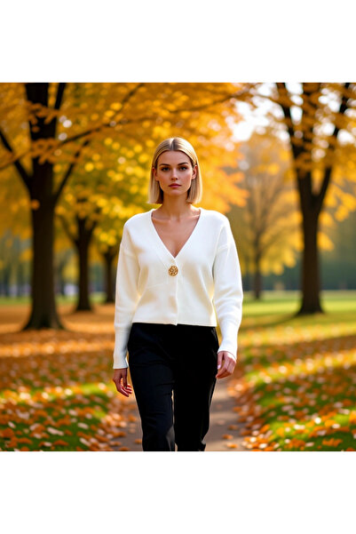 BENERLY Stylish and Comfortable Button Detailed Soft Textured V-Neck Knitwear...