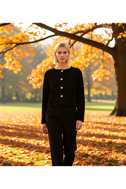 BENERLY Women's Cropped Crew Neck Button-Up Knit Cardigan Jacket with a Styli...