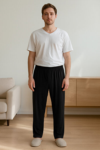 Made By me Men's Black Plaid Relaxed Fit Pajama Bottoms – with Pockets, Soft and Casual Comfort with Pockets