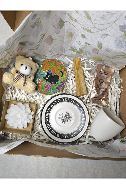 Butik Siyah beyaz Türk kahvesi ve Fincanı, Ayıcık, Bardak Altlığı,Palo Santo,...