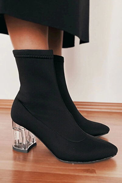 GULT Women's Boots Flexible Diving Fabric Transparent Heels