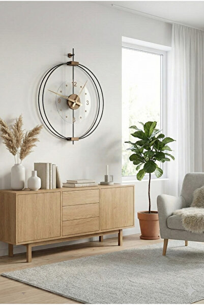 ASA KONSEPT Rosa Siyah/Ceviz Premium – Çift Çemberli Lüks Büyük Sessiz Duvar ...