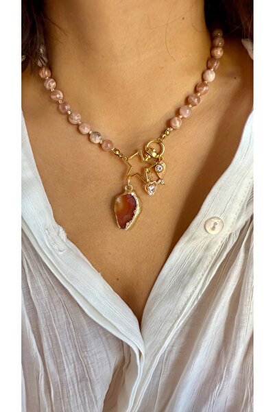 Gigi Güneş taşı tasarım çoklu uçlu kolye