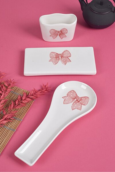 Piatti Naturali 3’lü Mutfak Seti Fiyonk Kirli Kaşıklık Kaşık Altlığı Süngerlik Yağdanlık Altı - El Yapımı Hediyelik