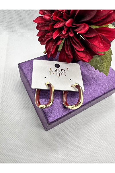 mjr elegance Bordo Minelli Gold Detail Steel Earrings