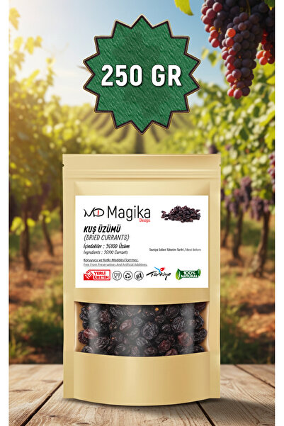 Magika Design 250 GR Kuş Üzümü Kurusu, Taze Hasat, Yerli Üretim, %100 Kuş Üzümü Katkısız