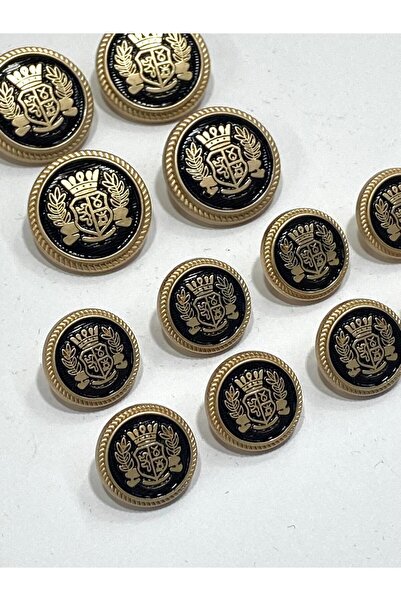 karantuhafiye Blazer Ceket Düğmesi Takımı / 4+8 set / Mat Gold / Siyah Gold