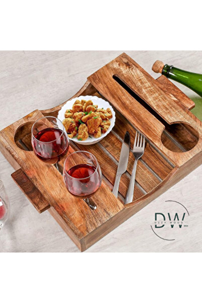 DizyWood Ahşap Sunum Tepsisi, Yatak Sehpası, Şarap Tepsisi