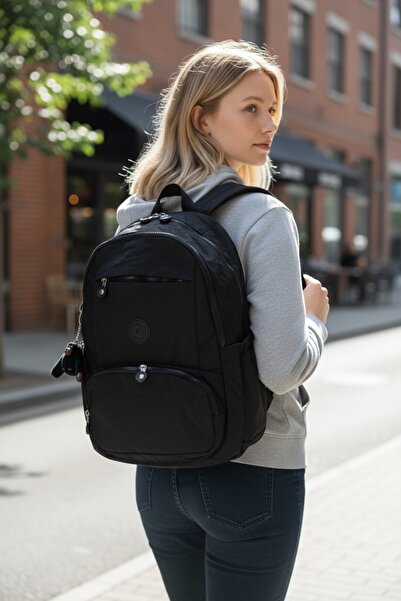 by polo clup Unisex Crinkle Waterproof Fabric Large Size Multi-Pocket School Bag