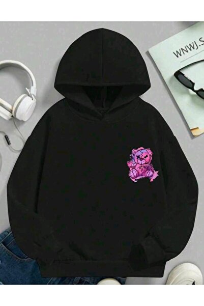 Elvino Teddy Bear Printed Women/Men Unisex Oversized Hooded 3-Thread Sweatshirt