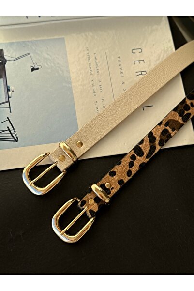 TABA BUTİK حزام جلد نسائي بتفاصيل مشبك ذهبي 105 سم