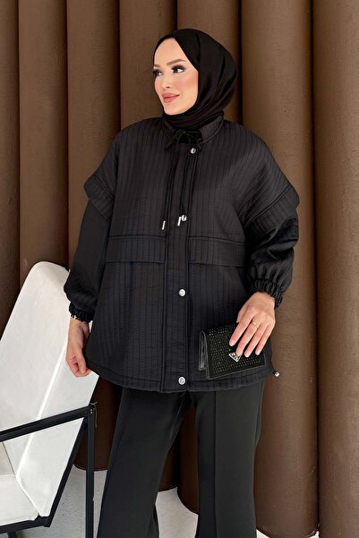 Melike Tatar Quilted Zippered Jacket Black 3720