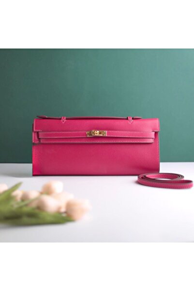 genric Hermes Kelly Cat women's clutch bag, red rose color